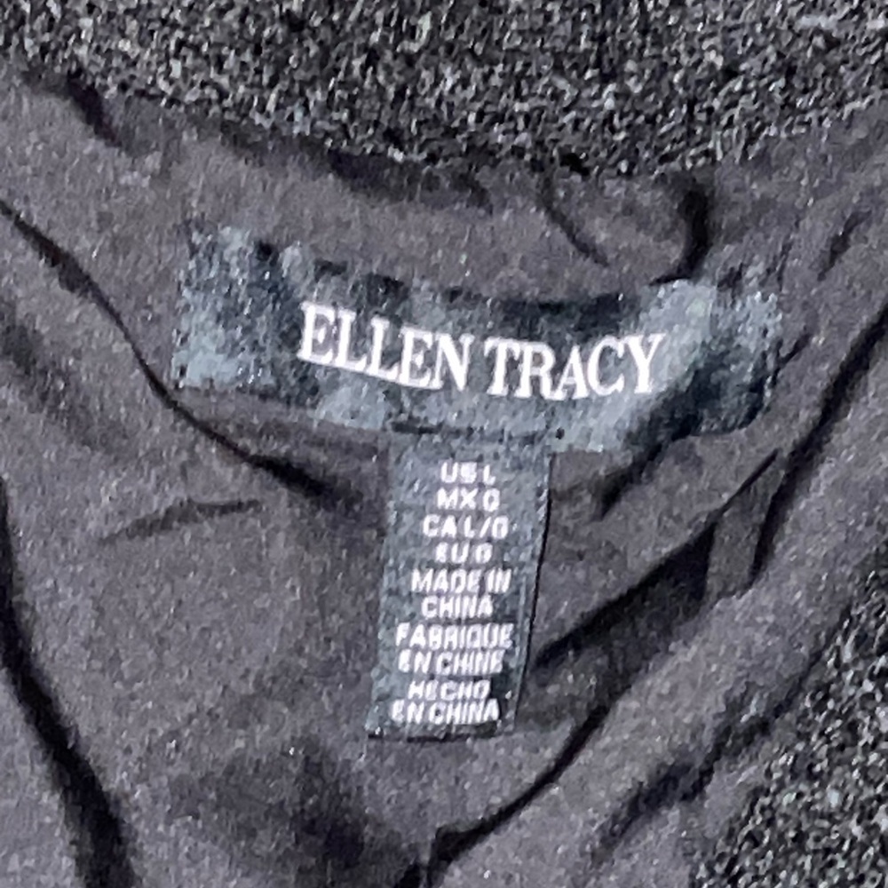 Ellen Tracy Black Boucle Blazer Pearl Buttons NWT L French Style Tweed Trim - Picture 11 of 14